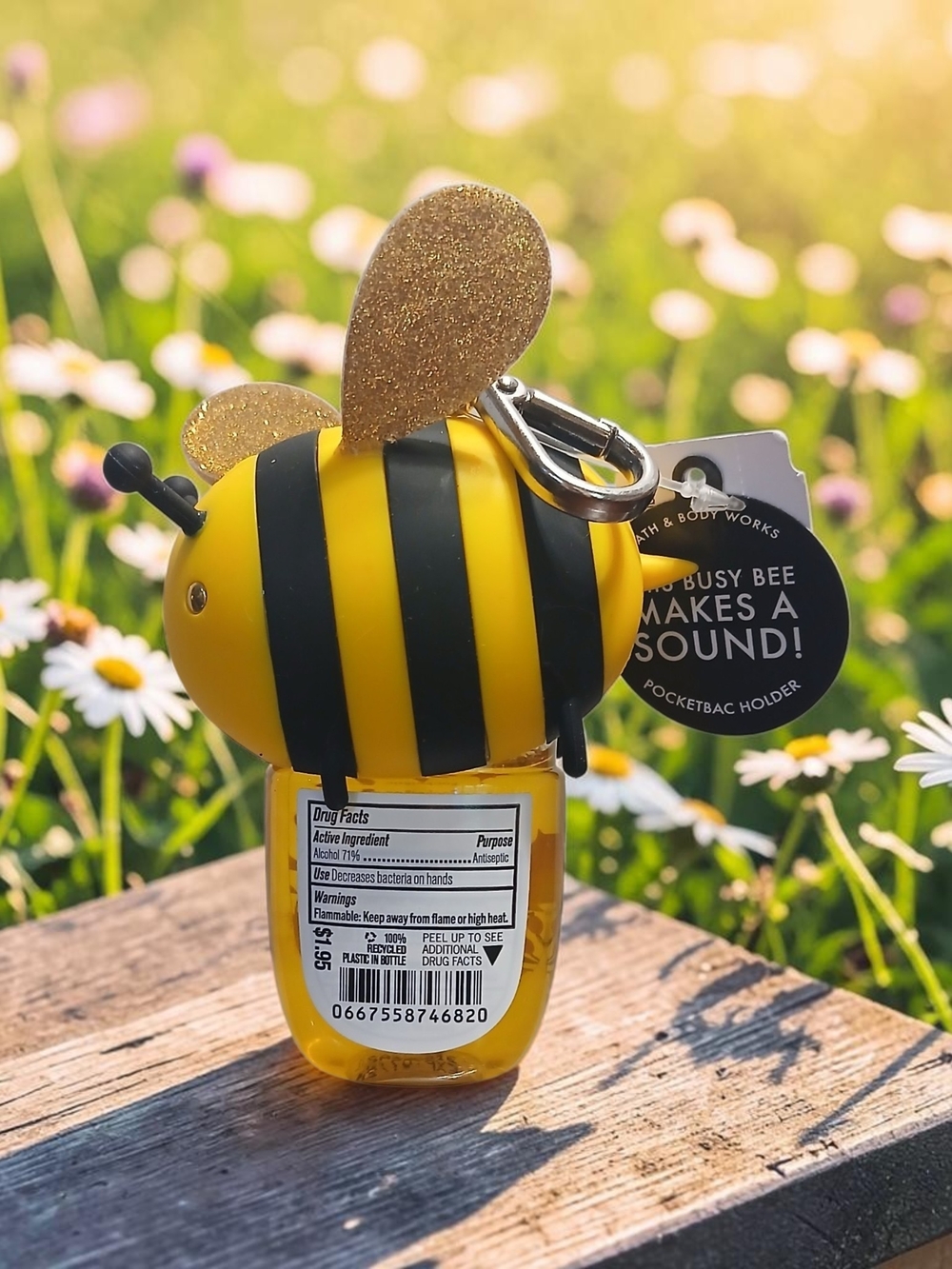 Bath & Body Works Yellow & Black Bee PocketBac Holder with Glitter Wings
